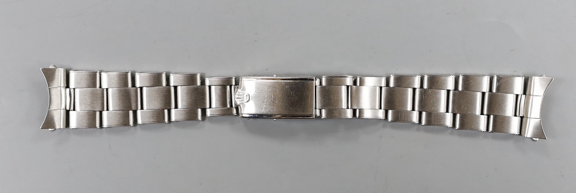 A gentleman's stainless steel Rolex wrist watch bracelet, numbered 7205 and 57, 15.8cm.